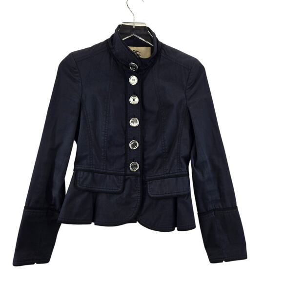 Burberry London Lightweight Military Jacket Women 4 XS Navy Blue Preppy Academia - Picture 2 of 12